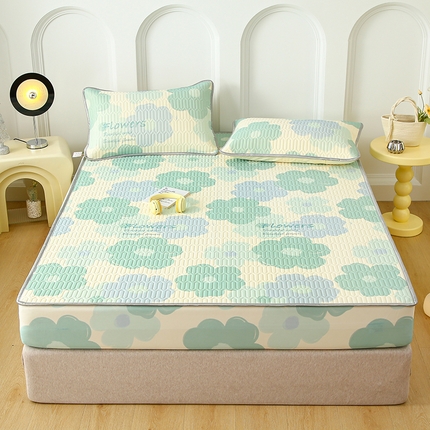 伊人坊 2025新款A类凉感丝乳胶床笠凉席三件套 梦幻花园