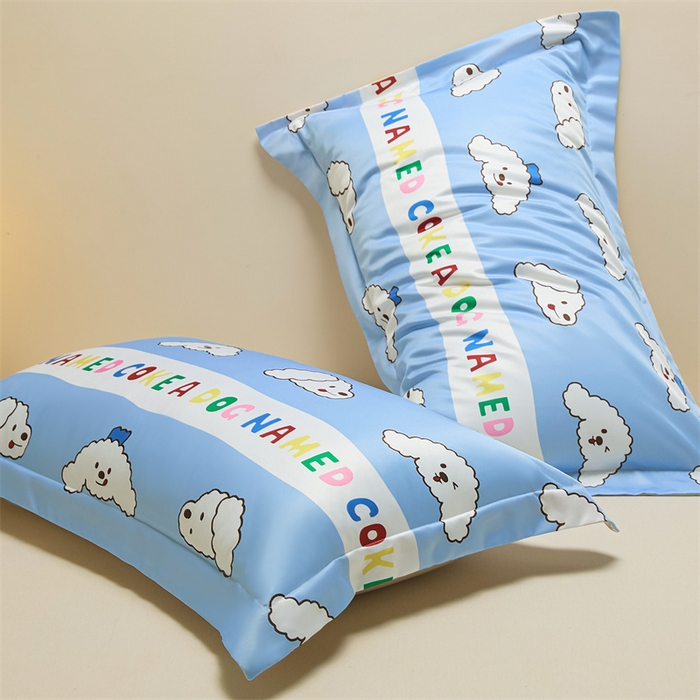 91家纺网 家纺一手货源 找家纺 笙意家纺 2025新款水洗真丝数码印花卡通枕套 coke狗