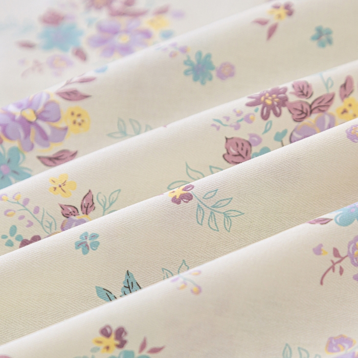 91家纺网 家纺一手货源 找家纺 首爱家纺 2025新款全棉四件套小清新人字纹四件套纯棉四件套 紫风铃