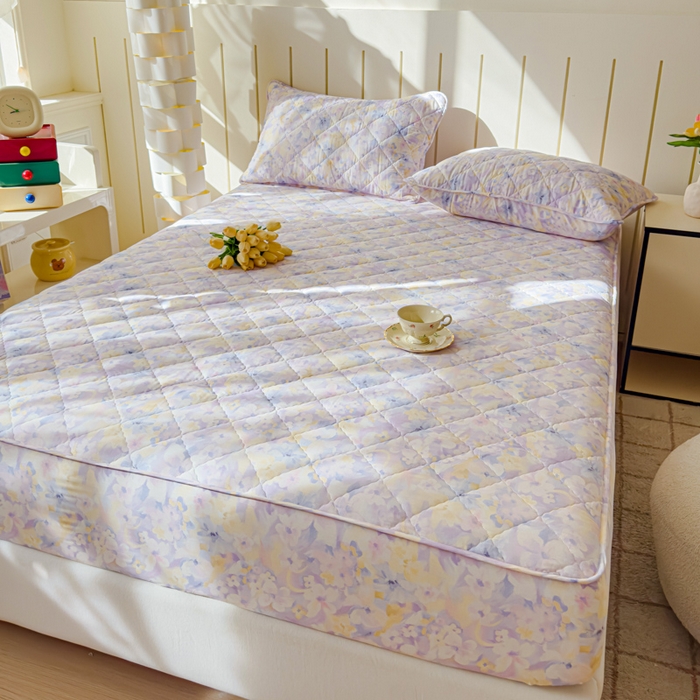 91家纺网 家纺一手货源 找家纺 U品汇 2025新款A类全棉夹棉防水床笠床罩单件隔尿透气床垫加厚防尘可水洗保护套 香颂蝶舞