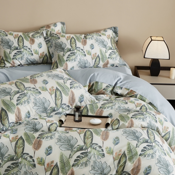 91家纺网 家纺一手货源 找家纺 顾家家居 2026新款莱塞尔兰精天丝印花四件套 曼茂