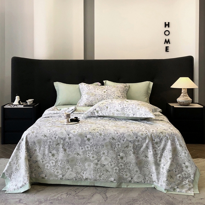 91家纺网 家纺一手货源 找家纺 立奥被业 2025新款雪纺纱夏被超柔数码印花夏被雪纺夏凉被 觅清-浅绿