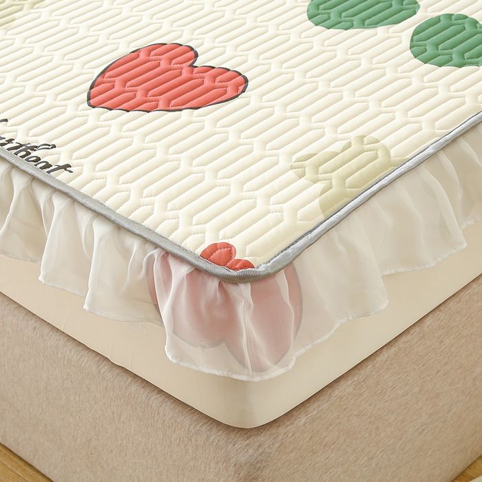 91家纺网 家纺一手货源 找家纺 伊人坊 2025新款A类凉感丝乳胶床笠凉席三件套-花边款 花边-彩色心情