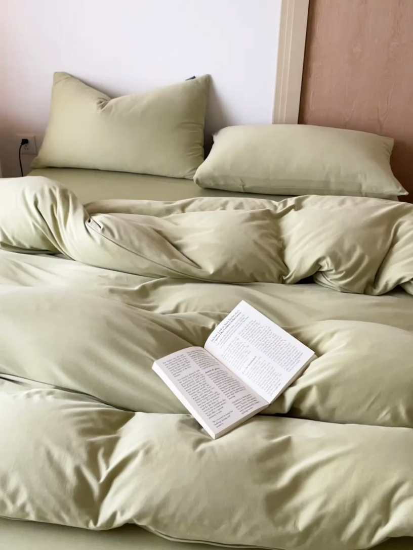 91家纺网 家纺一手货源 找家纺 梦可莱家居 2025春夏新品全棉针织棉纯色系列 抹茶