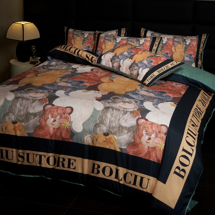 91家纺网 家纺一手货源 找家纺 花沐 2025新款轻奢潮牌亲肤棉纯棉四件套 美美熊