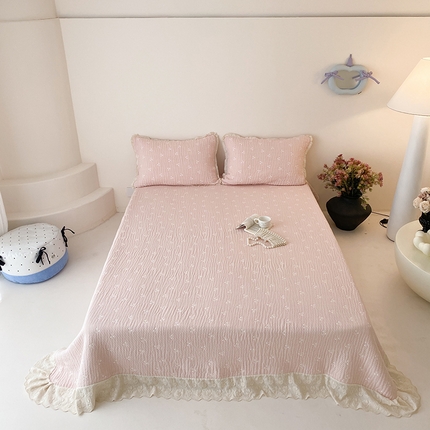 麻依 2025新款韩国清新全棉纱布床盖三件套 车厘子