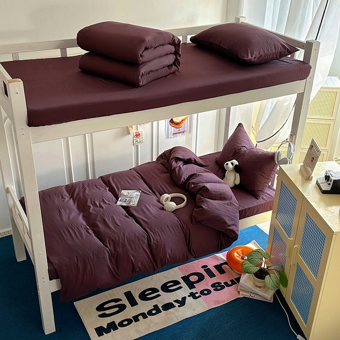 91家纺网 家纺一手货源 找家纺 阿曼达 2025新款纯色水洗m学生床单人四件套 纯色-幻紫