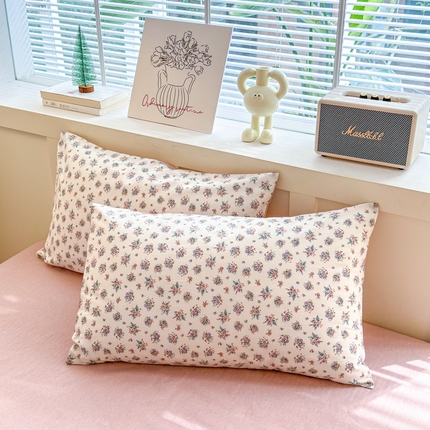 91家纺网 家纺一手货源 找家纺 （总）清雅福2025新款喷气全棉印花13372小清新四件套及单品-单枕套