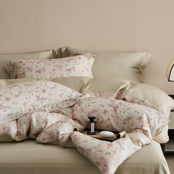 91家纺网 家纺一手货源 找家纺 顾家家居 2025新款莱塞尔兰精天丝印花四件套 玛卡