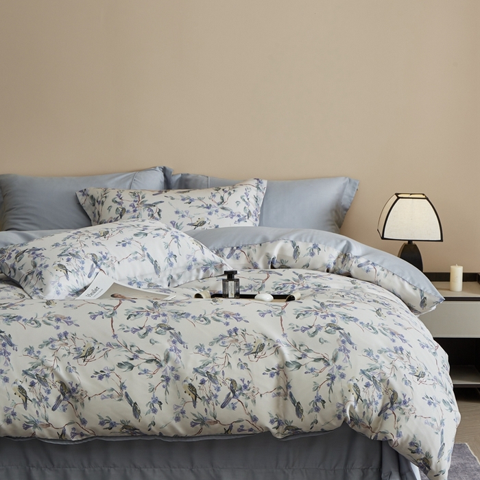 91家纺网 家纺一手货源 找家纺 顾家家居 2025新款莱塞尔兰精天丝印花四件套 渝蓉