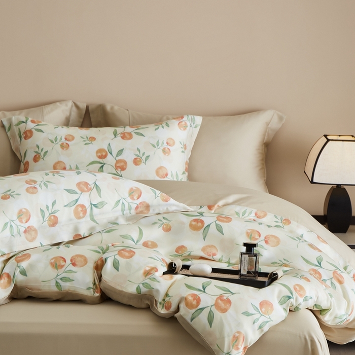 91家纺网 家纺一手货源 找家纺 顾家家居 2026新款莱塞尔兰精天丝印花四件套 茉妍