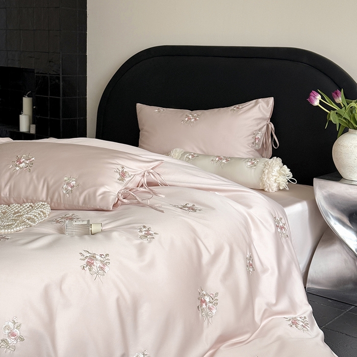 91家纺网 家纺一手货源 找家纺 （总）鹿班家居 2025春夏款100S长绒棉精密刺绣-玫瑰甜心【标准会员-20元】