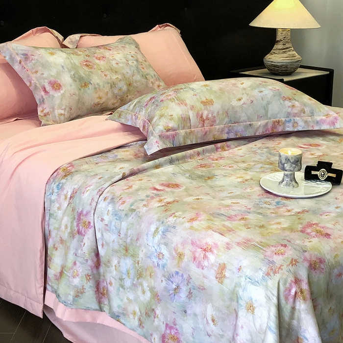 91家纺网 家纺一手货源 找家纺 立奥被业 2025新款雪纺纱夏被超柔数码印花夏被雪纺夏凉被 安娜-水粉