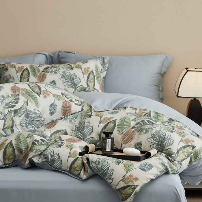 91家纺网 家纺一手货源 找家纺 顾家家居 2026新款莱塞尔兰精天丝印花四件套 曼茂