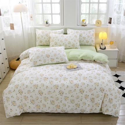 91家纺网 家纺一手货源 找家纺 织写 2025新款A类双层纱针织棉四件套床单四件套床单四件套小清新四件套 宛然