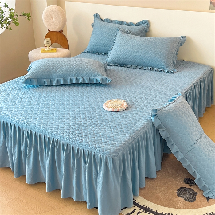 91家纺网 家纺一手货源 找家纺 （总）屹成家纺 2024新款水洗棉床笠款床裙花语系列