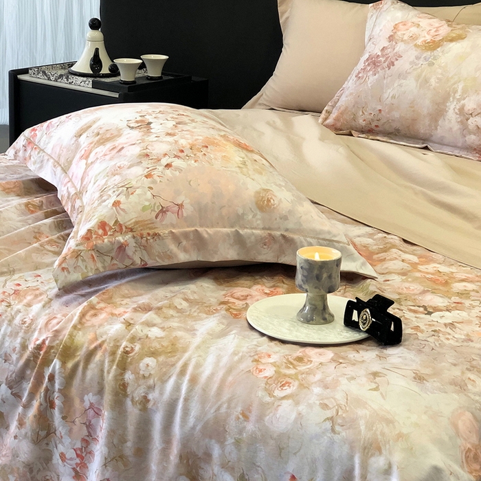 91家纺网 家纺一手货源 找家纺 立奥被业 2025新款雪纺纱夏被超柔数码印花夏被雪纺夏凉被 爱丽丝-米灰