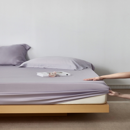 91家纺网 家纺一手货源 找家纺 简纯主义 2025新款100s超细旦天丝-单床笠 紫砂灰