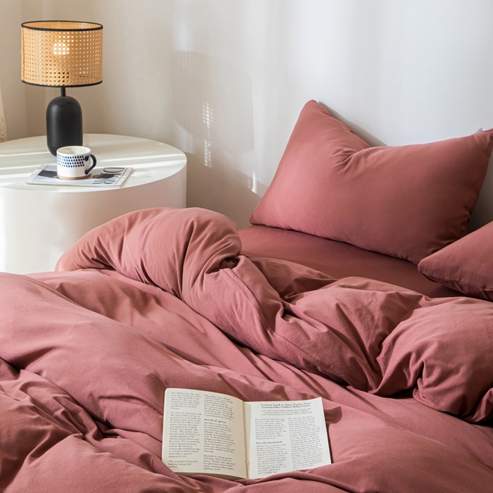 91家纺网 家纺一手货源 找家纺 梦可莱家居 2025春夏新品全棉针织棉纯色系列 胭脂