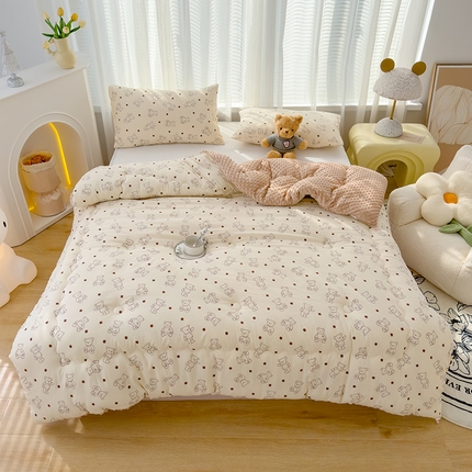 91家纺网 家纺一手货源 找家纺 （总）佰丝居 2025新款A类水洗棉双层纱豆豆被100%新疆棉花被夏被