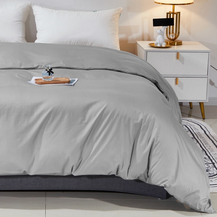 91家纺网 家纺一手货源 找家纺 晶缦家纺 2025新款喷气全棉13376纯棉斜纹纯色被套-沐兰 沐兰-典雅灰