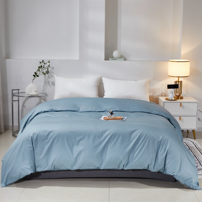 91家纺网 家纺一手货源 找家纺 晶缦家纺 2025新款喷气全棉13376纯棉斜纹纯色被套-沐兰 沐兰-雾霾蓝