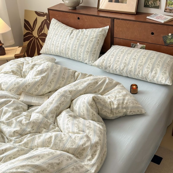 91家纺网 家纺一手货源 找家纺 典曼家纺 2025新款双层纱小清新印花四件套-床拍 浪漫邂逅