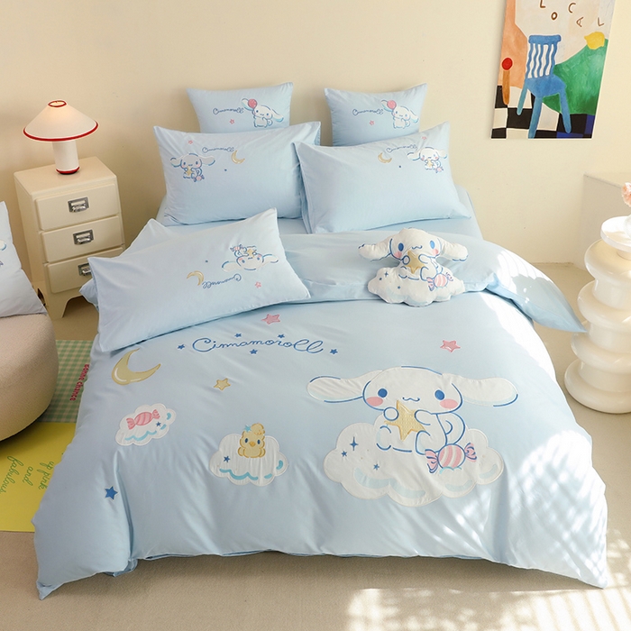 91家纺网 家纺一手货源 找家纺 绒棉世家 2025绒棉世家新款全棉水洗棉贴布绣专版四件套 玉贵狗