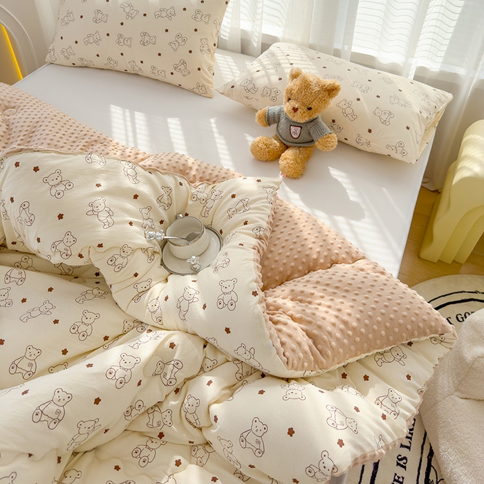 91家纺网 家纺一手货源 找家纺 （总）佰丝居 2025新款A类水洗棉双层纱豆豆被100%新疆棉花被夏被