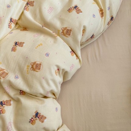 91家纺网 家纺一手货源 找家纺 （总）2025新款双层纱印花卡通四件套-床拍