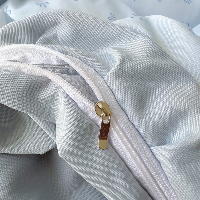 91家纺网 家纺一手货源 找家纺 欧尚 2025新款针织棉双层纱四件套 洁美蓝