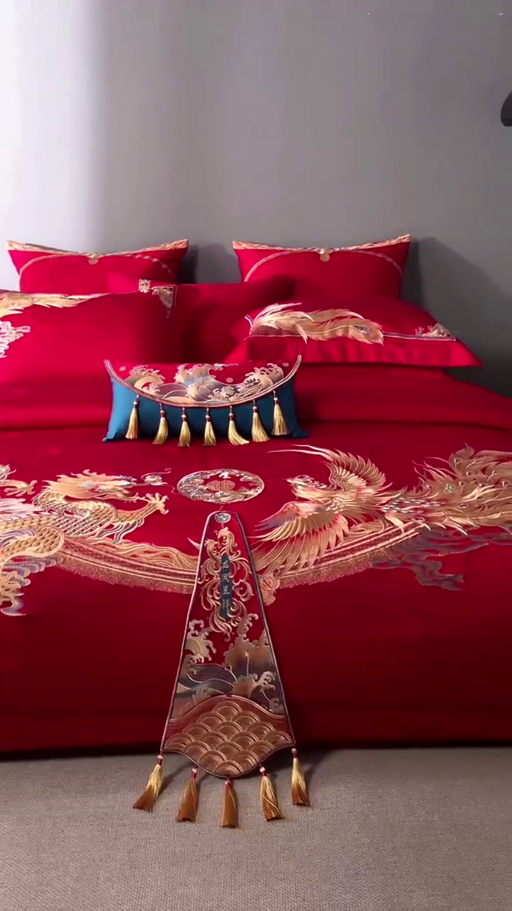 91家纺网 家纺一手货源 找家纺 爱情故事2025新款婚庆新品 千禧龙凤