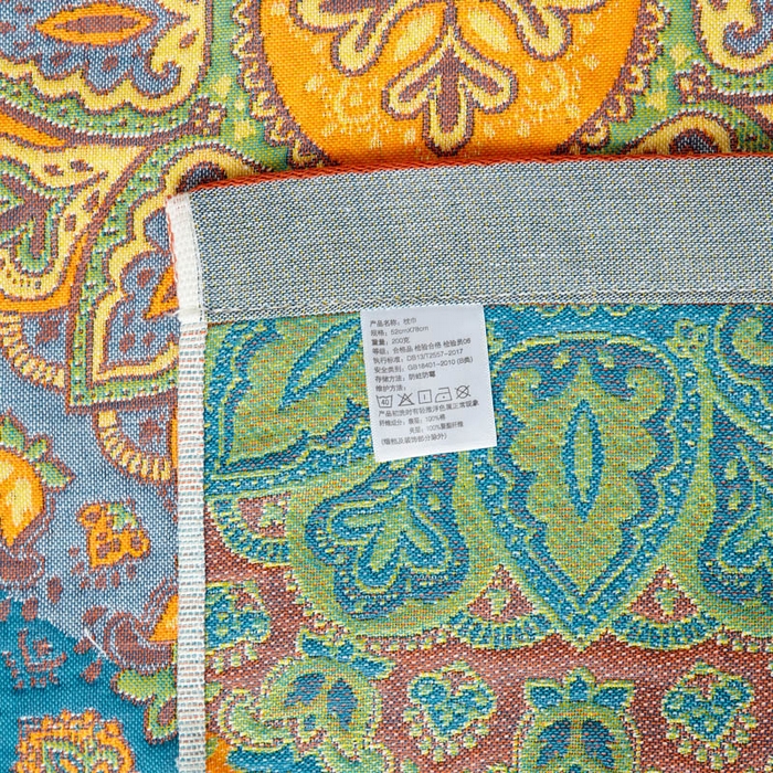 91家纺网 家纺一手货源 找家纺 朴尔家纺-毛巾被 2025新款全棉四层纱布色织提花宽边时尚枕巾 复古花园-蓝