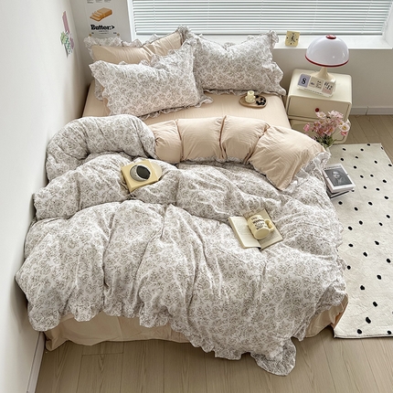 91家纺网 家纺一手货源 找家纺 （总）希丞家居 2025新款花卉泡泡纱花边四件套