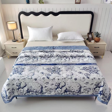 91家纺网 家纺一手货源 找家纺 （总）伊凡 2025新款亲肤磨毛夏凉被印花夏被空调被礼品夏被跑量跨境外贸夏凉被