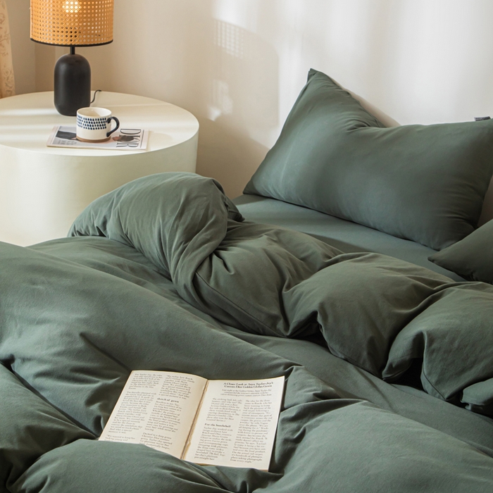 91家纺网 家纺一手货源 找家纺 梦可莱家居 2025春夏新品全棉针织棉纯色系列 青苔绿