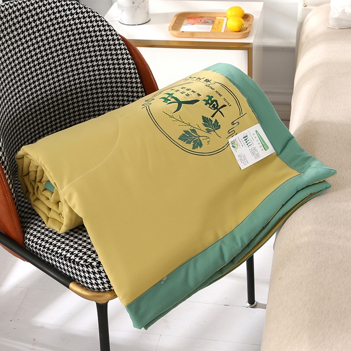 91家纺网 家纺一手货源 找家纺 圣尔雅家纺 2025新款艾草驱蚊抗菌夏凉被子被芯 姜黄