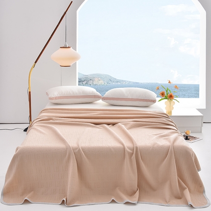 米奈家居 2025全棉针织棉提花多功能盖毯 香槟金H