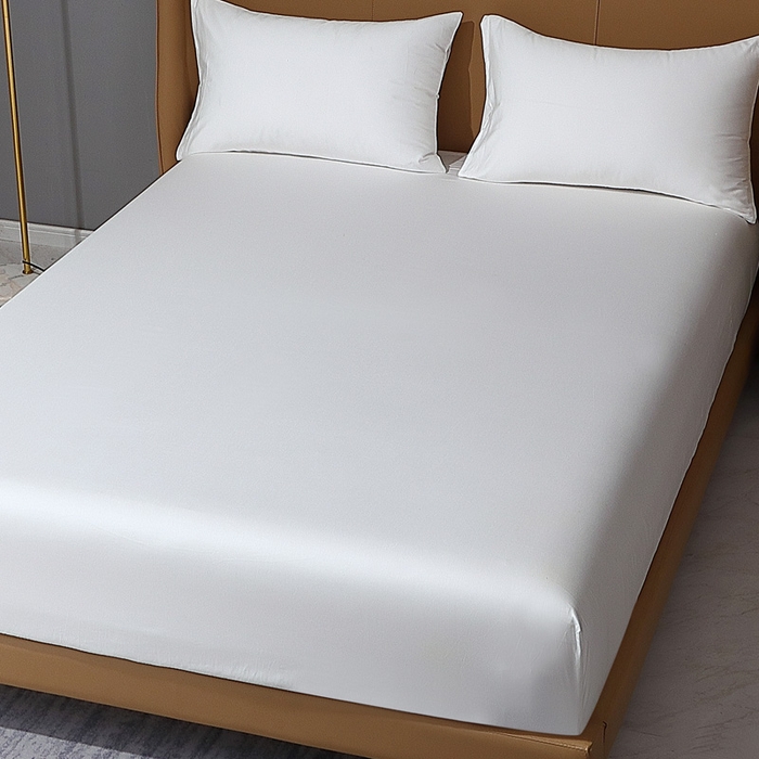 91家纺网 家纺一手货源 找家纺 晶缦家纺 2025新款全棉纯棉50支双股贡缎长绒棉纯色单品床笠 绮芸-本白色