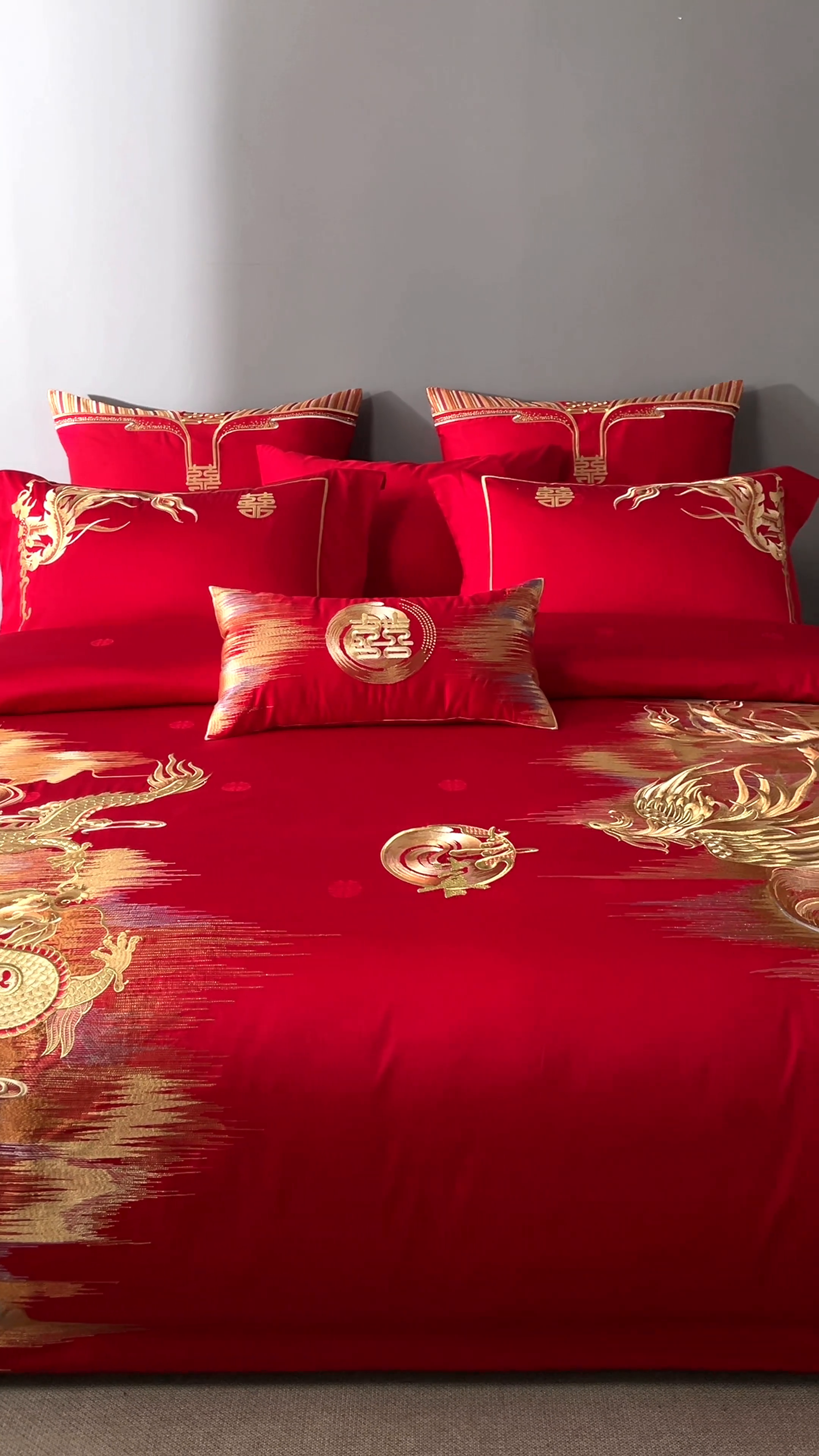 91家纺网 家纺一手货源 找家纺 爱情故事2025新款婚庆新品 龙凤呈祥2k