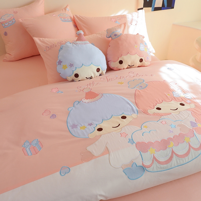 91家纺网 家纺一手货源 找家纺 绒棉世家 2025绒棉世家新款全棉水洗棉贴布绣专版四件套 双子星