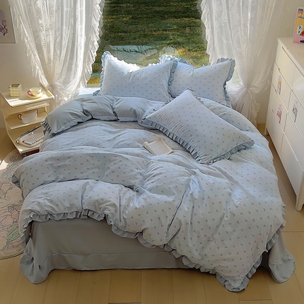 91家纺网 家纺一手货源 找家纺 （总）欧尚 2025新款针织棉双层纱四件套