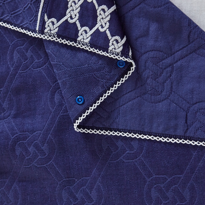 91家纺网 家纺一手货源 找家纺 朴尔家纺-毛巾被 2025新款纱布毛巾绣花素色半包枕套枕巾系列 绣花半包枕套-深蓝