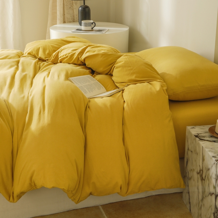 91家纺网 家纺一手货源 找家纺 梦可莱家居 2025春夏新品全棉针织棉纯色系列 青柠黄