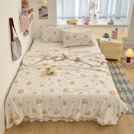 91家纺网 家纺一手货源 找家纺 桃子家居  2025新款A类高品质牛奶针织棉软糯大豆夏被 针织棉-可爱小豚鼠