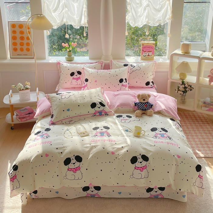 91家纺网 家纺一手货源 找家纺 铭博家纺 2025新款直播爆款100%全棉吊边一字绣工艺款13070印花全棉四件套 罗纳星河