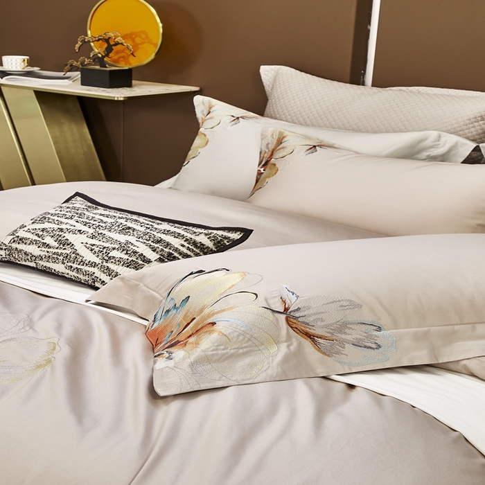 91家纺网 家纺一手货源 找家纺 爱情故事2025春夏居家新品四件套 玲珑-浅咖