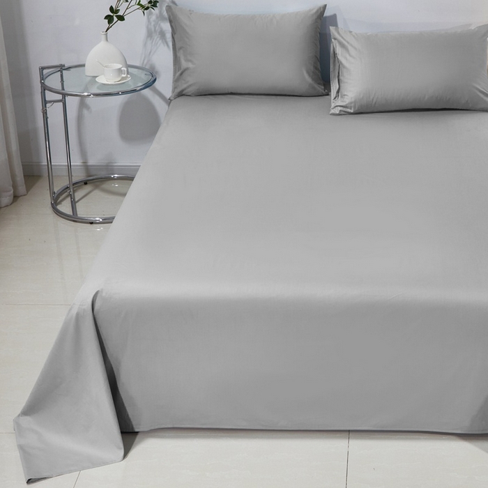 91家纺网 家纺一手货源 找家纺 晶缦家纺 2025新款喷气全棉13376纯棉斜纹纯色床单-沐兰 沐兰-典雅灰