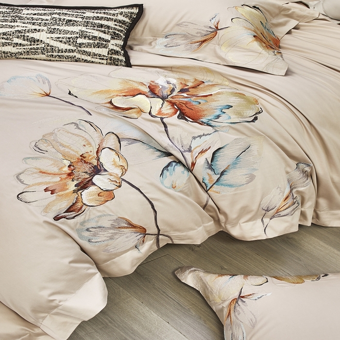 91家纺网 家纺一手货源 找家纺 爱情故事2025春夏居家新品四件套 玲珑-浅咖