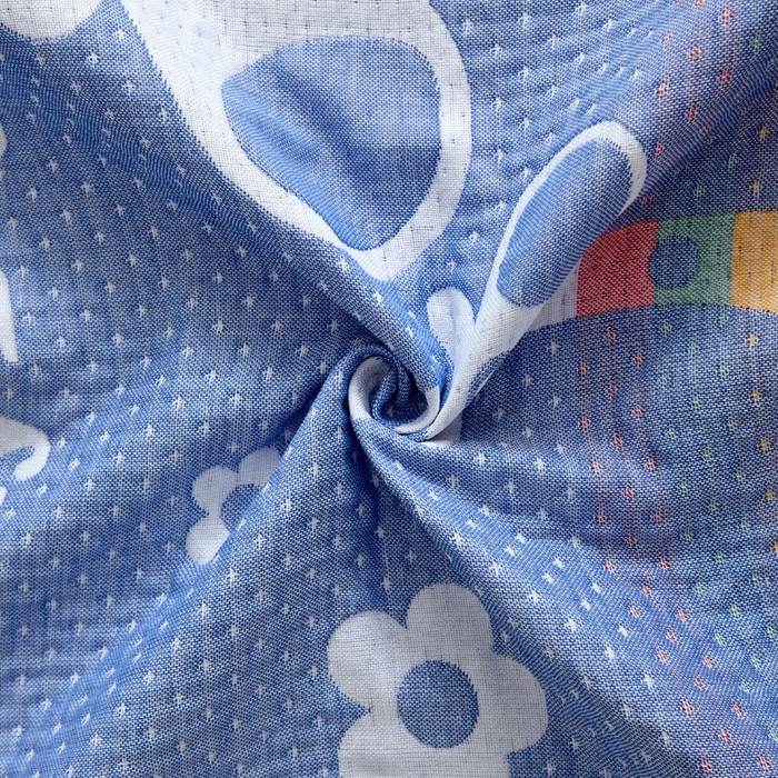 91家纺网 家纺一手货源 找家纺 朴尔家纺-毛巾被 2025新款蜂窝透气提花锁边立体枕巾 阳光鹿-蓝